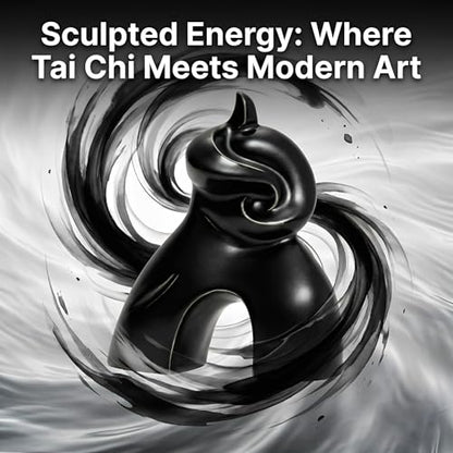 Tai Chi Motion Ceramic Sculpture - Handmade Jingdezhen Porcelain Statue, 7-Inch Abstract Yin Yang Zen Figurine for Home Office Desk Shelf Décor