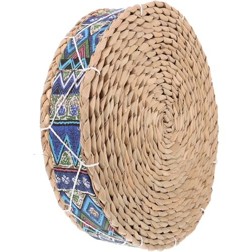 Alipis Meditation Cushion Woven Floor Pillow 30cm Diameter, 7cm Height Corn Husk Braided Seat Pad for Yoga, Zen Sitting, Balcony, Tatami, Home Seating Mat