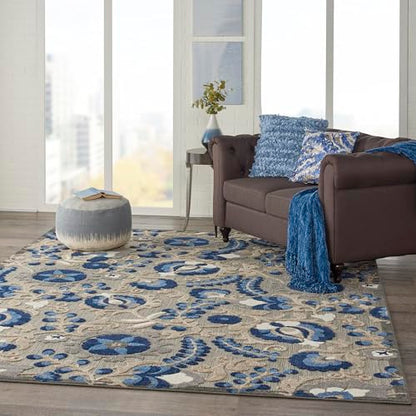 Nourison Home Aloha Natural Blue 7' x 10' Area Rug - Easy Clean, Non Shedding, Bed Room, Living Room, Dining Room, Kitchen (7' x 10') - color: Natural Blue, size: 7' x 10' (Rectangular)