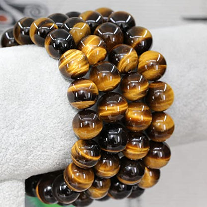 Keleny Semi Precious Stones Natural Gemstones 12mm Round Beads Crystal Stretch Bracelets 7 Inch Unisex - color: AA Grade Golden Tigers Eye