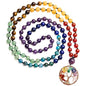 Bivei 108 Mala Beads Necklace Life Tree 7 Chakra Wrap Bracelet Real Healing Gemstone Yoga Meditation Hand Knotted Mala Prayer Bead Necklace - color: 7 Chakras Stone, size: 8mm