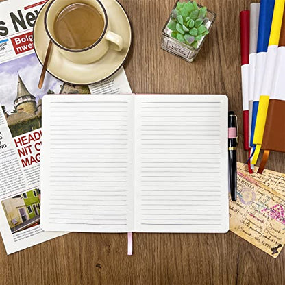 Notebook Journal, College Ruled Notebook Lined A5 160 Pages,Hard Cover Journals for Writing, Notebooks for Work Office School Women Men,5.7 inches x 8.4 inches(Meat Pink) - color: Meat Pink