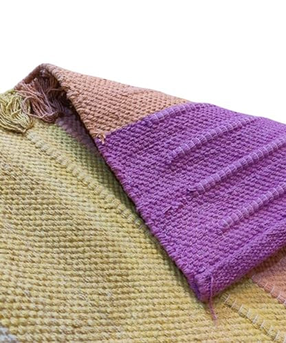 Indian Handmade100 % Organic Anti Skid Multi Colour Cotton Yoga Mat - Eco-Friendly Hand-Woven Rug - Non-Slip & Thick (24”x72”x5mm) for Hot yoga & Everyday Fitness at Home - Comfortable & Foldable Extra-Long Mat - color: Multi 9