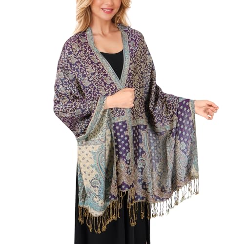 MUQU Women Pashmina Shawls and Wraps Scarf Soft Silky Reversible Paisley Scarves Shawl for Women - color: Green-a4