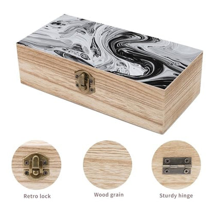 Black Grey Wooden Storage Box Decorative Trinket Keepsake Box Wood Jewelry Organizer Box for Bedroom Office with Hinged Lid And Front Clasp