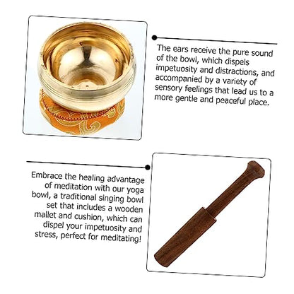 1set Manual Tapping Meditation Bowl with Striker and Cushion for Relaxation Nepal Singing Bowl for Yoga and Spiritual Practices Accessory