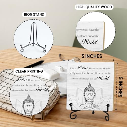 Buddha Life Quote Desk Decor, Funny Office Inspirational Gifts for Family Friends, Meditation Room Tabletop Decor, Zen Home Office Wooden Plaque Sign with Stand (J07) - style: Buddha Life
