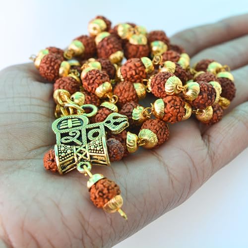 Rudraksha Mala shiv ji Mahakal Locket Rudraksha Mala Mahakal Locket Rudraksha Mala Shiva Rudraksha Mala Mahakal locket with chain - style: design 8