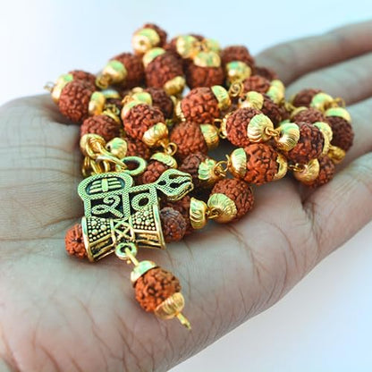 Rudraksha Mala shiv ji Mahakal Locket Rudraksha Mala Mahakal Locket Rudraksha Mala Shiva Rudraksha Mala Mahakal locket with chain - style: design 8