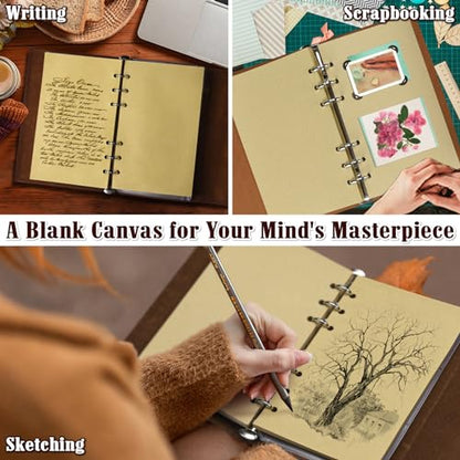 MALEDEN Refillable Spiral Daily Notepad Classic Embossed Travel Journal Diary - color: Brown