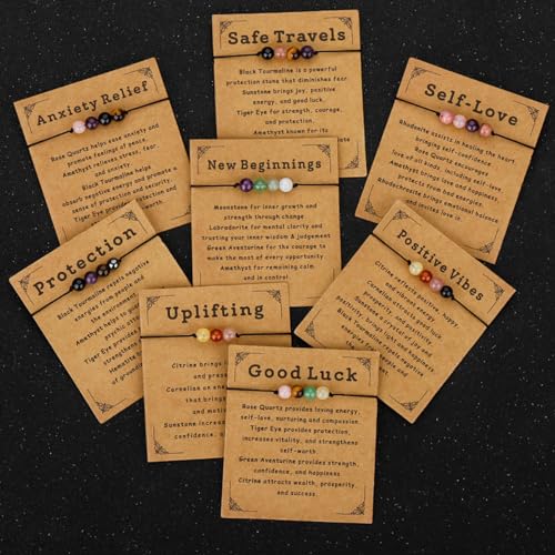 yfstyle Crystal Healing Stones Bracelets for Women & Men - Amethyst Anxiety Protection Bracelets - Natural Gemstones Jewelry Gifts - color: Anxiety Relief