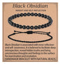 QOGIR 2pcs Handmade Healing Bracelet, Natural Gem Stone Crystal Elastic Bracelet - color: Black Obsidian(Self - Reflection), size: 6mm