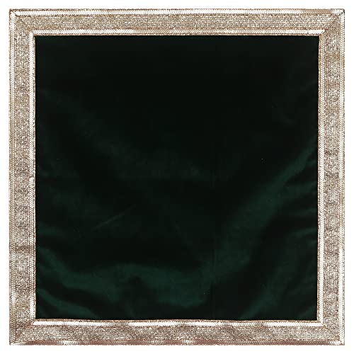 Indian Consigners Green Velvet Cloth with Golden Shinny Border, Namaaz, Muslim Cloth, Aasan, Alter, Altar, Tarot Table Cloth Holy Square Tablecloth