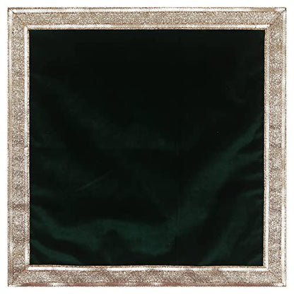 Indian Consigners Green Velvet Cloth with Golden Shinny Border, Namaaz, Muslim Cloth, Aasan, Alter, Altar, Tarot Table Cloth Holy Square Tablecloth