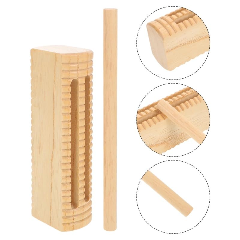 Dual-Tone Wood Rhythm Block Percussion Instrument – Hand-Polished Solid Wood Tone Block with Mallet – 1-Piece Wooden Rhythm Block for Family Music, Classroom & Performance