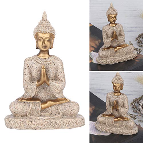 Art Buddha Statue, Meditating Seated Buddha Statue Carving Figurine Craft for Home Garden Patio Deck Porch Yard Art Decoration Ornament (A)
