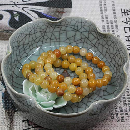 Amandastone Natural Gemstone 8mm Round Beads Stretch Bracelet 7 Inch - color: Multicolor Yellow Quartzite