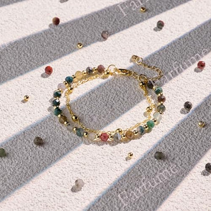 Farfume Crystal Bracelet Beaded Bracelets 4mm Natural Stone Beads Gemstone Handmade Jewelry Gift for Women - color: African Bloodstone-Courage & Vitality