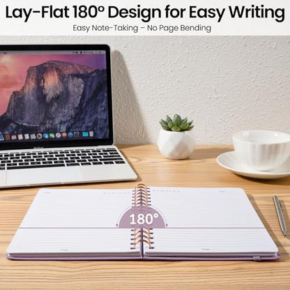 Lined Spiral Journal Notebook, A5 College Ruled Notebook for Journaling, Note-Taking, and Daily Planning, Durable Hardcover with an Elegant Design, Purple - color: Bloom