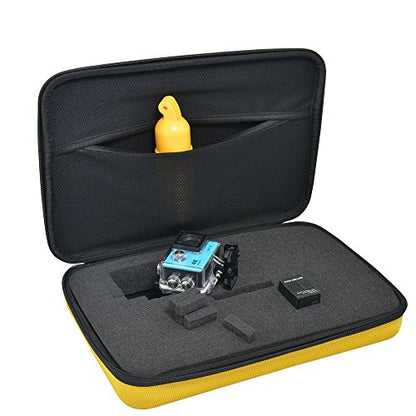 Large Carrying Case with Customizable Foam Protective Storage Case for Sports Camera SJCAM Monopole Accessories Yi 4K LCD SD Cards Batteries Feiyu Gimbal Digital Camera Case