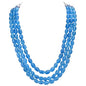 Ratnavali Jewels Quartz Multi Layer Strand Mala Beads Party Wear Necklace Jewelry Women RV3415 - color: Blue
