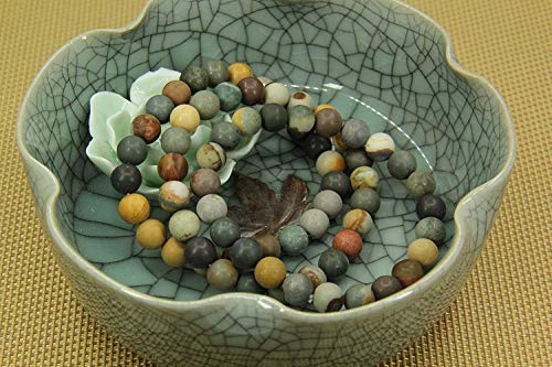 Angelstones Handmade Natural Healing Gemstone 8mm Round Beads Stretch Crystal Bracelet 7 Inch Unisex - color: Matt Polychrome Jasper