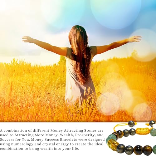 ANAYA AGATE Energy Protection Crystal Handmade Adjustable Bead Bracelet Perfect for Men, Women’s Christmas Gift - Gemstone Healing Stretch Bracelet Pulsera Para Hombre Mujer Stocking Stuffer - color: Money Wealth