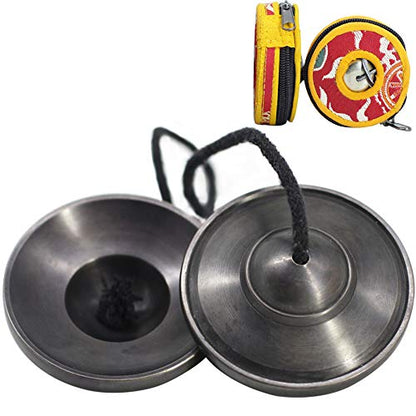Tibetan Tingsha Bell Set - Tibetan Cymbals - for Sound Healing, Yoga, Meditation, and Mindfulness,Handmade in Nepal,Made of Bronze,Plain Pattern,Black Color，7.7cm/3.0 inch - color: 11-Bronze-Plain-7.5cm