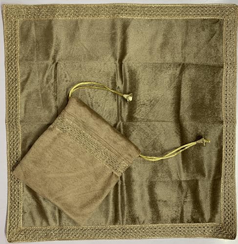 SMMS Spiritual Velvet Table Cloth Altar Tarot Spread (Beige, Small- 46cm*46cm/ 18inch*18inch) - color: Beige, size: Small- 46cm*46cm/ 18inch*18inch