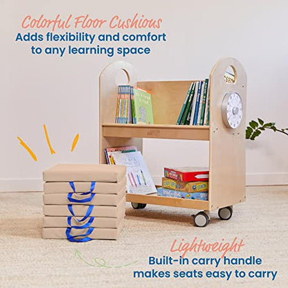 ECR4Kids SoftZone Square Floor Cushions with Handle, Flexible Seating, Sand, 6-Piece - color: Sand