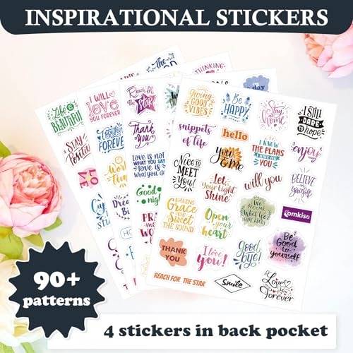 Comkiso Gratitude Journal with 4 Inspirational Stickers: Undated Daily Gratitude Journal for Women and Men - More Happiness, Affirmation, and Mindfulness in A Few Minutes with Prompts & Quotes (Peony) - color: D. Peony