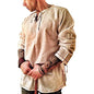 Men's Fashion Cotton Linen Shirt Long Sleeve Solid Color Ethnic Beach Yoga Top
