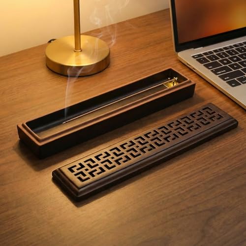 CEREMONY Incense Holder for Sticks, Ceramic Insence-Stick Holder Ash Catcher, Incense Holder Timkburner for Meditation Yoga Spa Room Incense Holder (Lever Brown) - color: Lever Brown