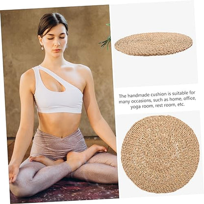 PRETYZOOM Meditation Cushion Hand Woven Floor Pillow for Yoga Sitting Natural Cattail Material Comfortable Seat Mat for Home Decor Classic Rustic Design
