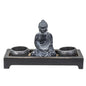Pacific Giftware Meditation Zen Garden Set with Black Buddha Figurine Two Tea Light Holders Rock Decorative Wood Display Tray Perfect for Table Decor Meditation Yoga 8" x 6"