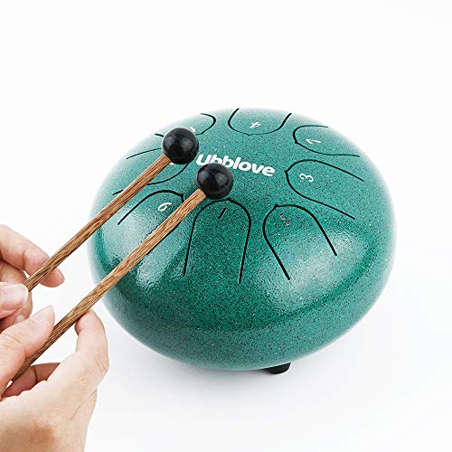 Steel Tongue Drum for Kids: 8 Notes 6 Inches Key of C Metal Steel Drums Instrument with Bag for Meditation, Yoga, musical education, zen tone (Green) - color: Green