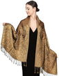 Achillea Reversible Paisley Pashmina Rave Scarf – Exotic Indian Shawls and Wraps for Evening Dresses, Festivals, All Seasons - color: Big Paisley Golden Brown
