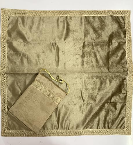 SMMS Spiritual Velvet Table Cloth Altar Tarot Spread (Golden, Medium- 61cm*61cm/ 24inch*24inch) - color: Golden, size: Medium- 61cm*61cm/ 24inch*24inch