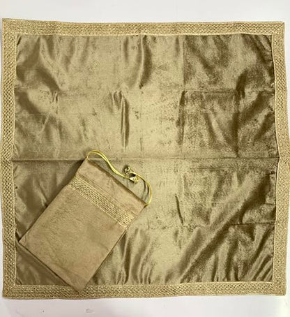 SMMS Spiritual Velvet Table Cloth Altar Tarot Spread (Golden, Medium- 61cm*61cm/ 24inch*24inch) - color: Golden, size: Medium- 61cm*61cm/ 24inch*24inch