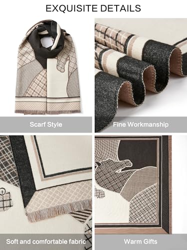 Women's Reversible Pashmina Shawl Wrap for Women Big Scarf Holiday Gifts - color: Black-hazel Brown
