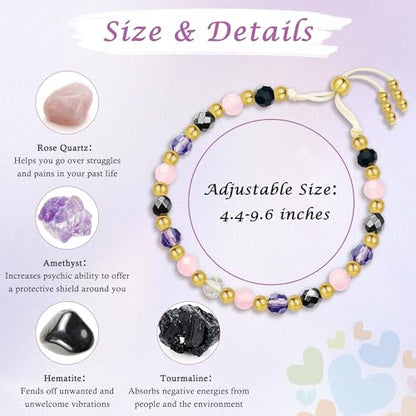 SmileBelle Protection Bracelets for Women, Pregnancy Gifts for Expecting Mom Sunflower Gifts for Women Black Tourmaline Bracelets as Healing Bracelet Sunflower Bracelet as Mother Day Gift - style: Empath Protection