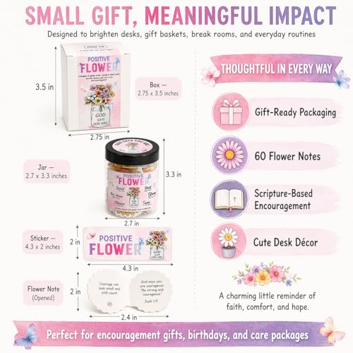 Mothers Day Gifts for Mom from Daughter Son, Positive Flower God Says You Are Jar – 60 Encouragement Bible Verses, Religious Christian Gifts for Women Mom Grandma Mother in Law Wife Daughter Friends - color: PST Flower God Says Jar