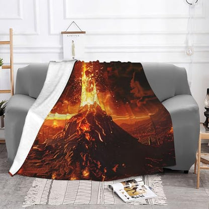 Volcano Prints Throw Blanket (320g Flannel) Anti-Pilling Warm Fuzzy Blankets for Bed Sofa Couch Travel 40x30 Inch - color: Volcano, size: 40x30 Inch