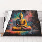meditating monk portrait blanket,double-sided fleece with zen artwork,hypoallergenic & lightweight,perfect for yoga practitioners,spiritual gift,Suitable for beds,sofas and offices 60X80 Inch