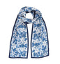 100% Silk Scarf for Women 59”*6.3” Long Shawls for Headscarf and Neck- Oblong Hair Wraps with Gift Packed - color: Blue&white Lilies