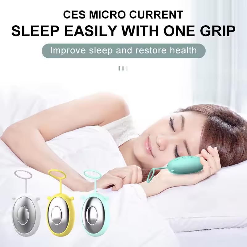 Wokyo Sleep Aid Instrument Handheld Sleep Aid Machine Brain Massage Adjust Heart Rate for Improve Sleep Deep Relaxation (White) - color: White