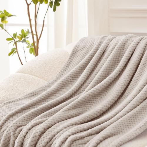 Exclusivo Mezcla Fleece Throw Blanket Extra Large, Super Soft and Warm Blankets for Couch, Sofa and Bed Waffle Textured, Cozy, Fuzzy and Lightweight (Tan, 50x70 Inches) - color: Tan, size: 50x70 in