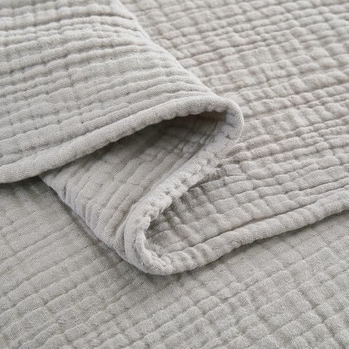 100% Cotton Muslin Throw XL Blanket (50" x 70") – A Luxuriously Soft, 4-Layer Lightweight and Breathable Gauze Blanket, Perfect for Year-Round use on beds, couches (Grey, Throw XL) - color: Grey, size: Throw XL