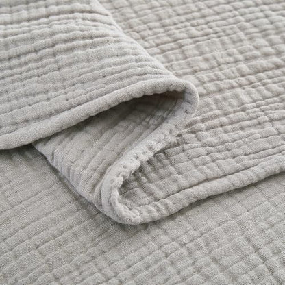 100% Cotton Muslin Throw XL Blanket (50" x 70") – A Luxuriously Soft, 4-Layer Lightweight and Breathable Gauze Blanket, Perfect for Year-Round use on beds, couches (Grey, Throw XL) - color: Grey, size: Throw XL