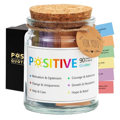 Positive Affirmations Jar,Positive Affirmation Cards for Women,Inspirational Encouragement Cards,Thoughtful Birthday Gifts for Women Men Friends Teens Kids,Motivational Desk Decor for Coworkers Boss - style: Positive